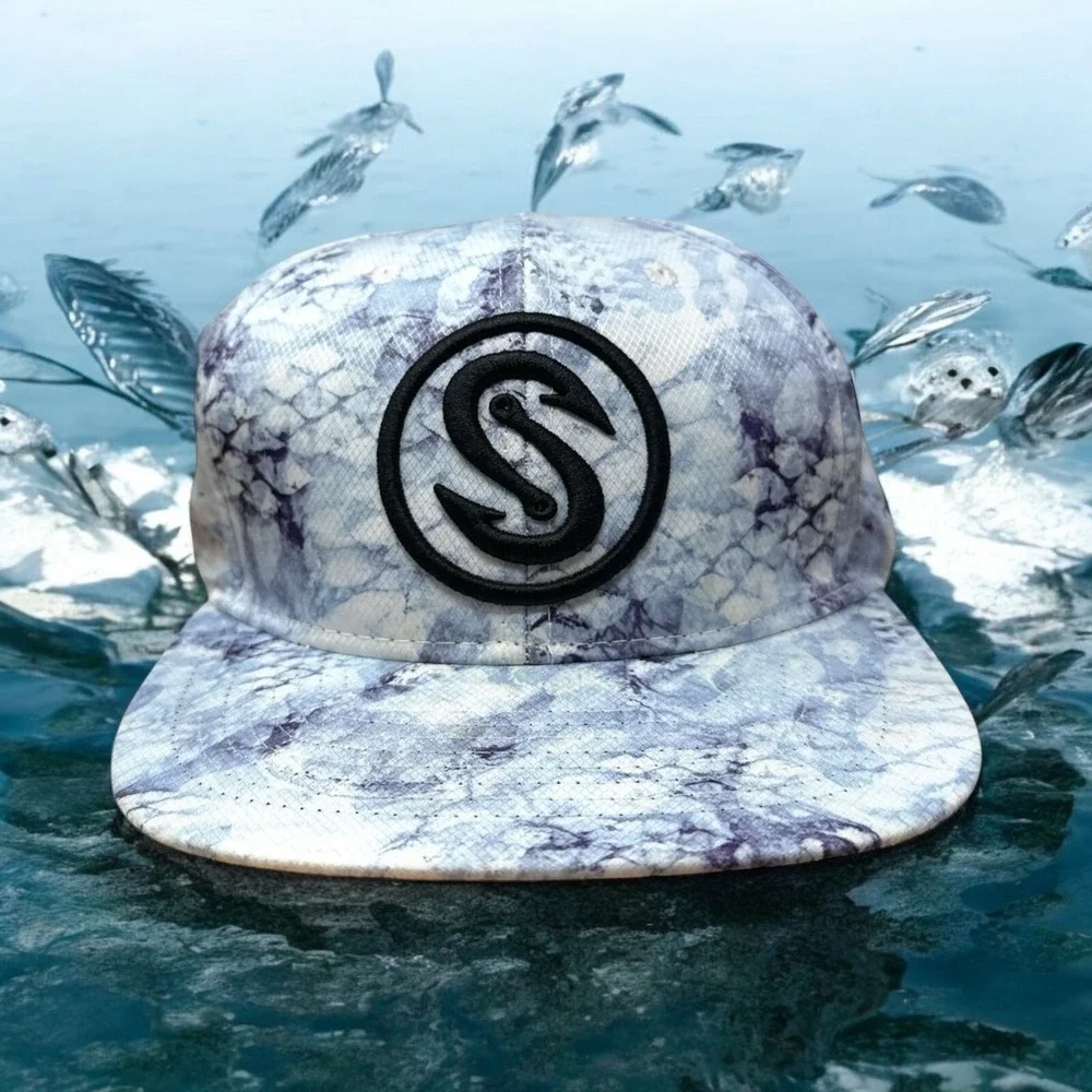 Scales Gear Snapback Hat Mens OSFA Blue Marble Scale Print Performance Hook Logo
